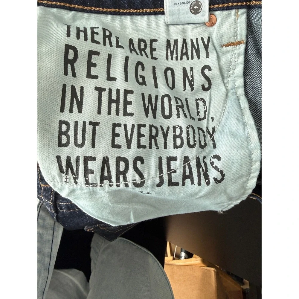 True Religion Ricky Relaxed Straight Jeans Mens 36x34 Dark Indigo Blue Denim NWT
